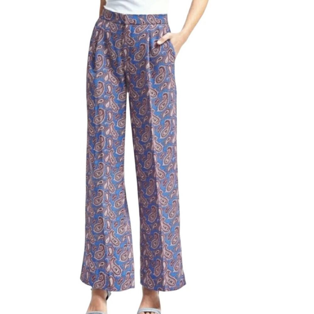 Banana Republic Womens Paisley Blake Wide Leg Trouser Pants Sz 10 Paisley Resort
